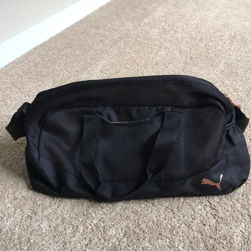 Puma Revive Duffel Bag in Black/Rose Gold Detail